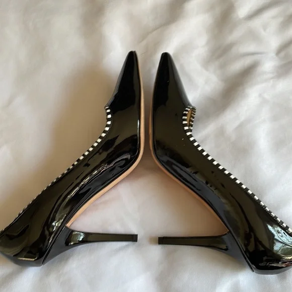 Kate Spade Black with White Trim Accent Patent High Heels Pumps - Picture 6 of 15